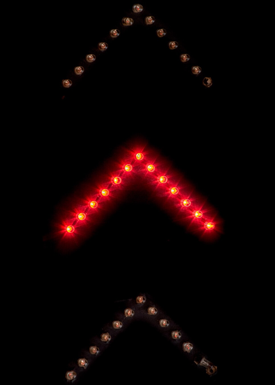 arrow, upright, red light, diode, illumination, sign, symbol, device, heart, shape