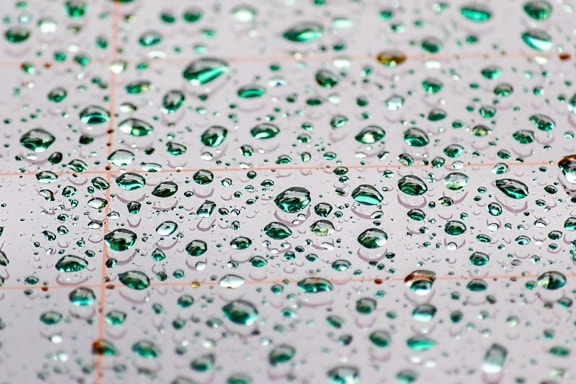 picătură de ploaie, umiditate, condens, droplet-uri, până aproape, detalii, sticlă, lichid, umed, turcoaz