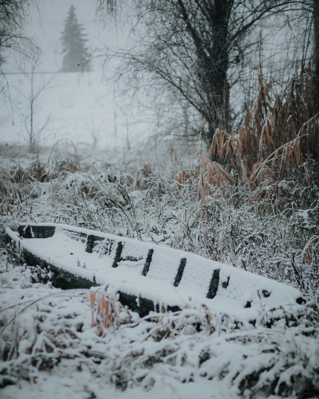 winter, boat, snow, abandoned, snowy, cold, freeze, landscape, ice, frozen