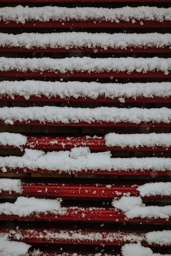 zasnežené, snehové vločky, snehová vločka, textúra, drevené, dosky, tmavo červená, staré, povrch, vzor