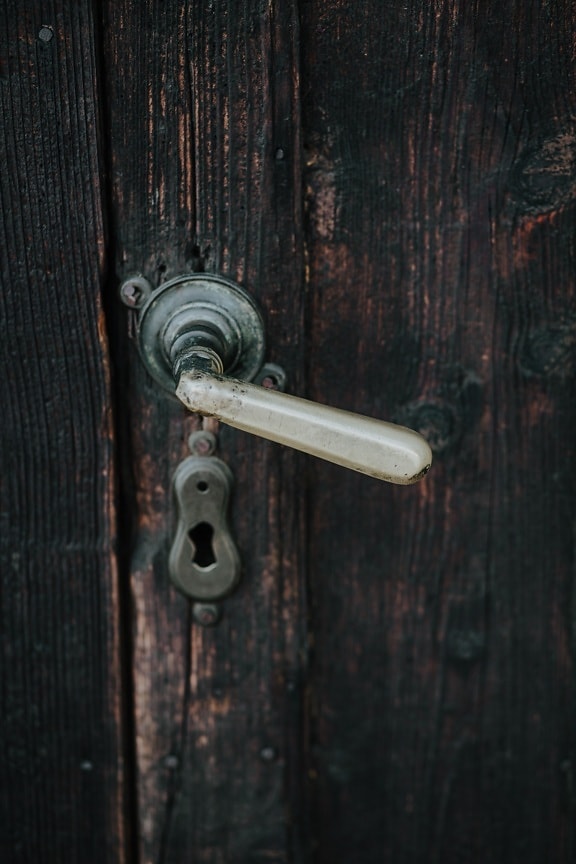 dveře, přední dveře, klíčovou dírkou, staré, historie, ročník, otvor, zařízení, dřevo, bezpečnost