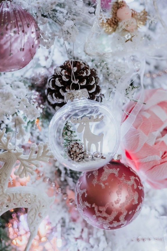árvore de natal, ano novo, bugiganga, decoração, ornamento, transparente, flocos de neve, cristal, Natal, celebração