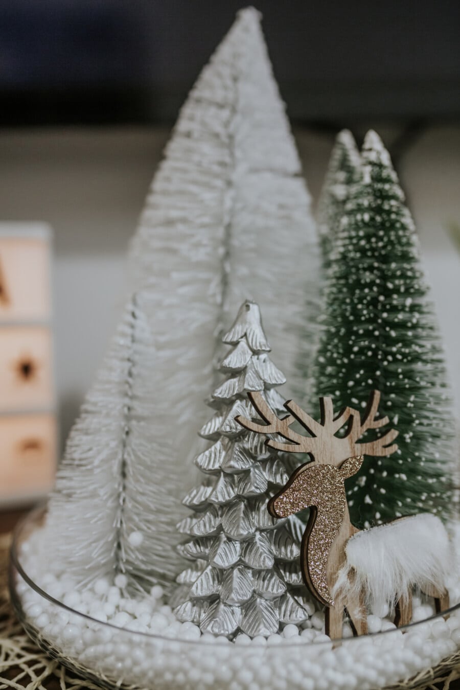 árbol de navidad, decorativo, ornamento de, arreglo, ciervo, naturaleza muerta, Navidad, tradicional, celebración, decoración