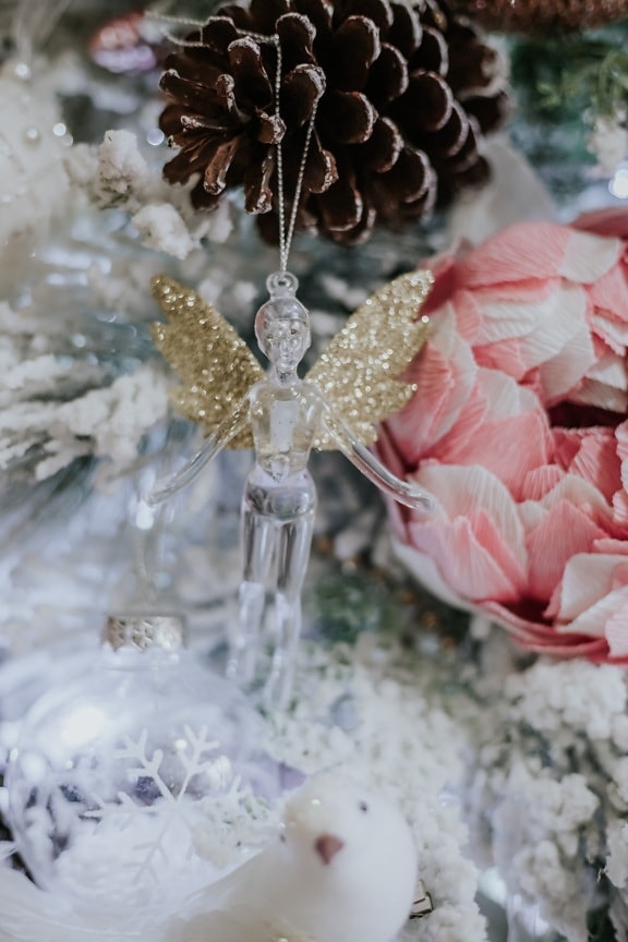 Sapin de Noël, décoration, crystal, Ange, Noël, Hiver, traditionnel, nature, design d’intérieur, brillante