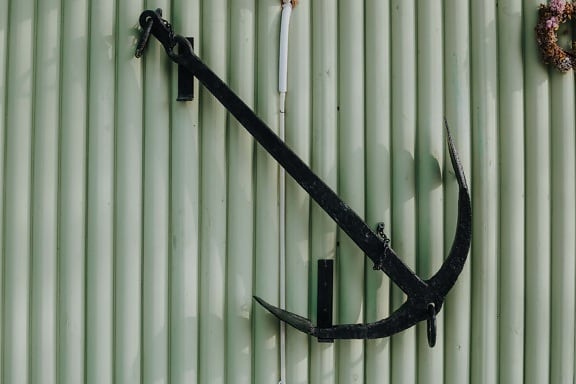 black, anchor, cast iron, tool, antiquity, hanging, iron, retro, steel, metal