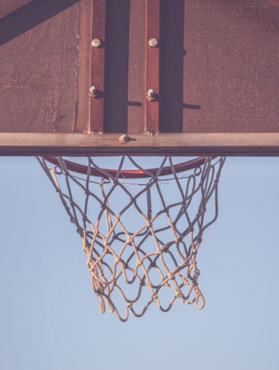 basketball, basketballbane, sport, høj, udendørs, gamle, hængende, metal, udendørs, objekt