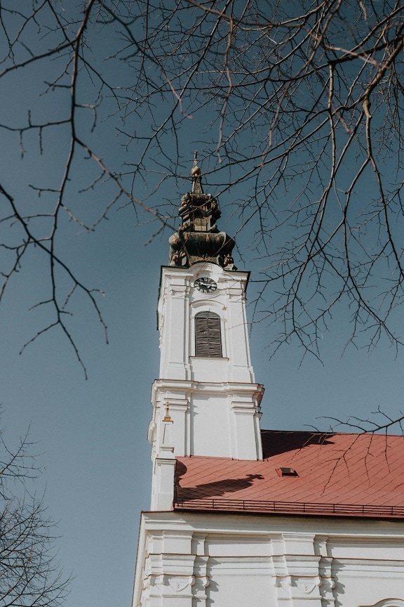 kostel, kostelní věž, Ukrajina, ortodoxní, bílá, věž, kopule, kříž, architektura, náboženství