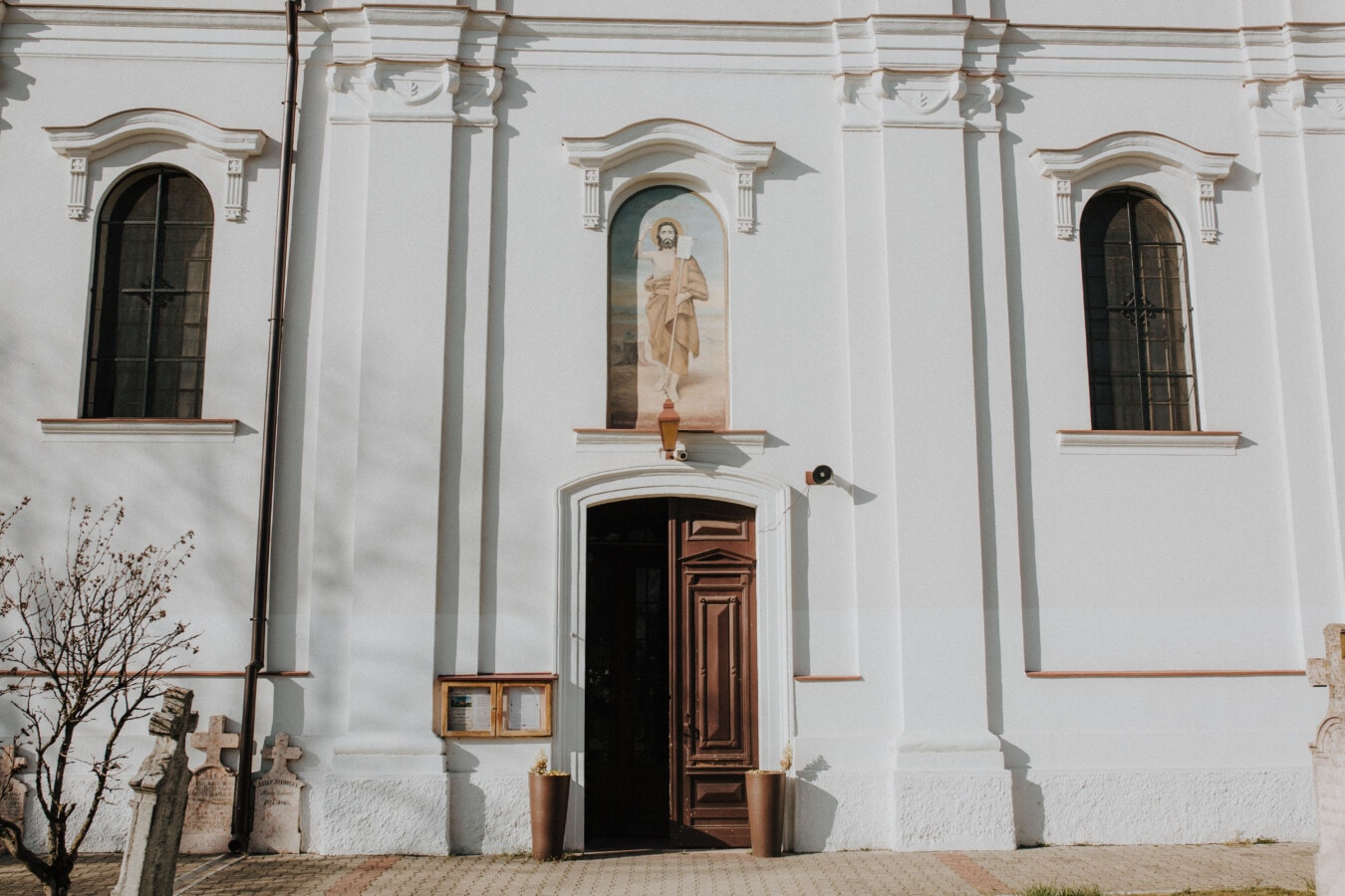 Eingang, vor der Tür, Kirche, orthodoxe, Heilige, weiß, Wand, Malerei, Architektur, Fenster