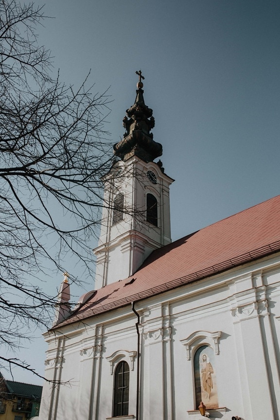 blanc, steeple, orthodoxe, église, toit, sur le toit, monastère, tour, religion, architecture