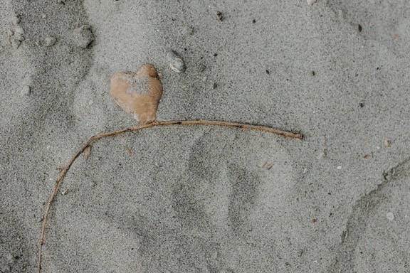 hjärta, form, sten, sand, konsistens, stranden, sten, abstrakt, naturen, grov