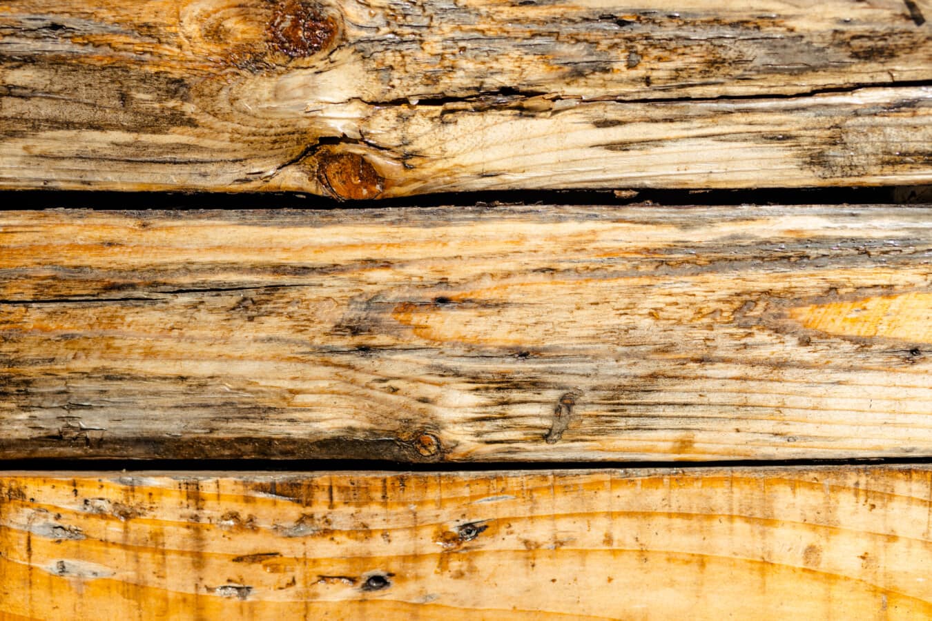 Planken, horizontal, hellbraun, aus Holz, Textur, Holz, Tischlerei, Nahansicht, Knot, rau