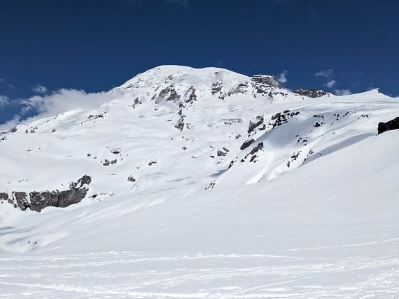 mountain peak, snowy, mountainside, winter, snow, cold, ascent, glacier, ice, landscape