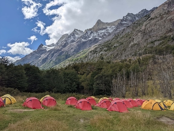 Parque de campismo, acampar, acampamento, tenda, paisagem, montanhas, montanha, natureza, ao ar livre, aventura