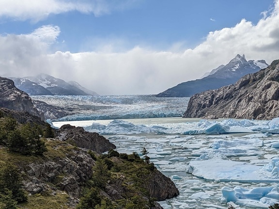 arctic, national park, floating, iceberg, glacier, mountain peak, snow, landscape, mountain, water