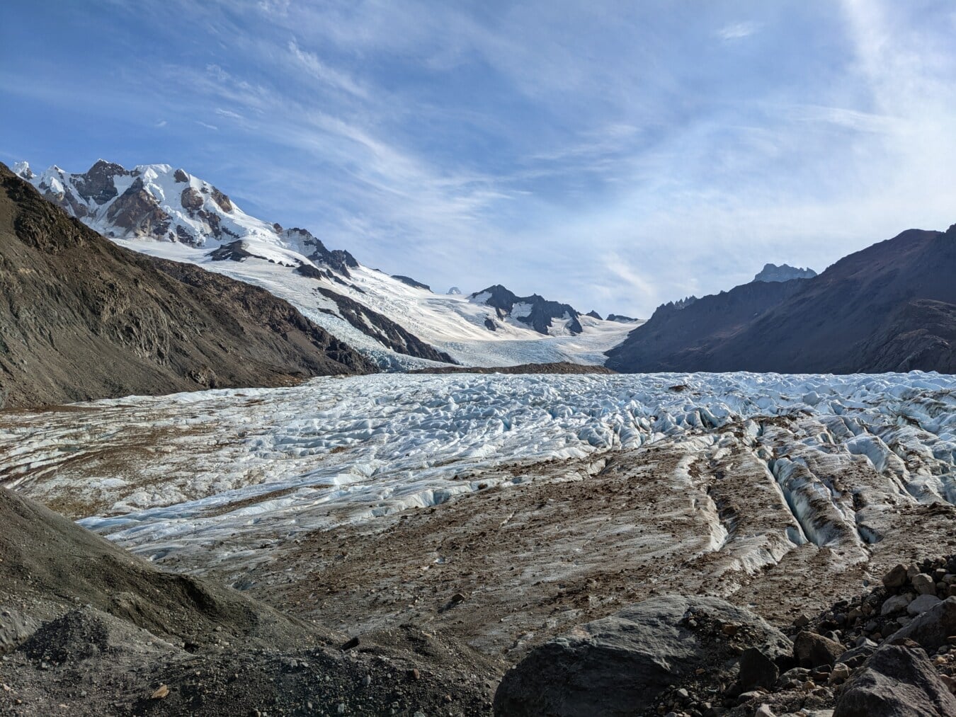 champ de glace, Glacier, congelés, montagnes, ciel bleu, glace, paysage, neige, montagne, eau