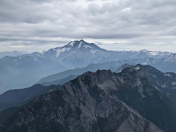 Bergspitze, Berghang, Nebel, Panorama, Hochland, majestätisch, Angebot, Gletscher, Peak