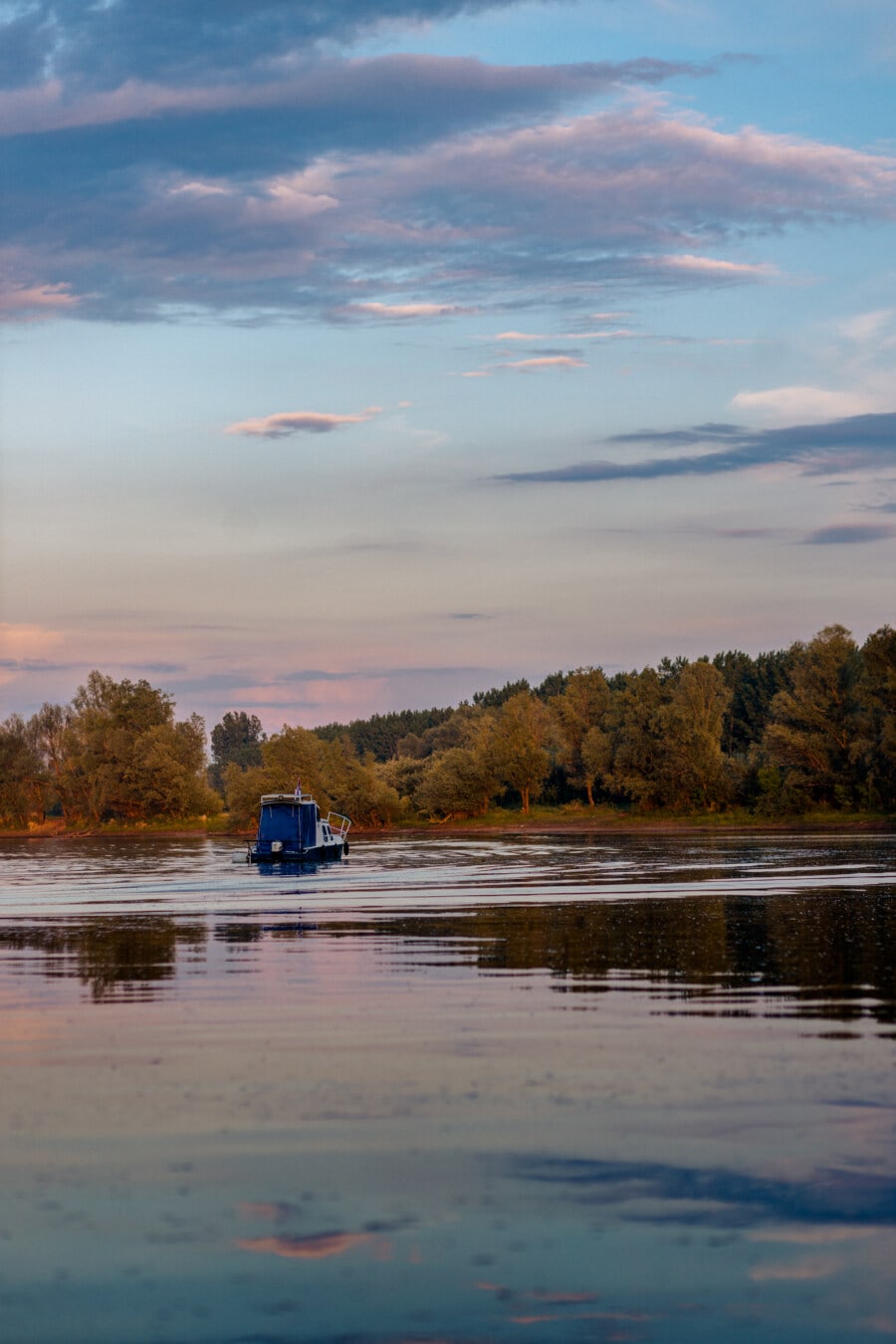 riečna loď, Dunaj, rieka, jesennej sezóny, jachta, svitania, voda, jazero, reflexie, príroda