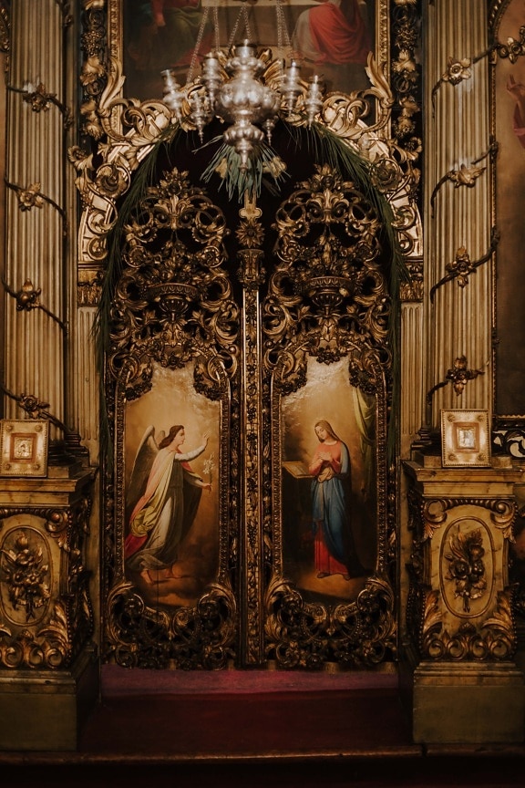 vchod, dvere, oltár, pravoslávna, kostol, ikona, výtvarných umení, svätec, anjel, Maľba