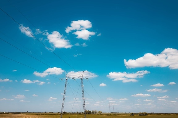 high, voltage, electricity, transmission, electric, pylon, clouds, wire, industry, technology