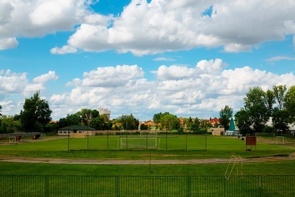 поле, Футбол, сельских районах, пустая, структура, объект, стадион, трава, на открытом воздухе, отдых
