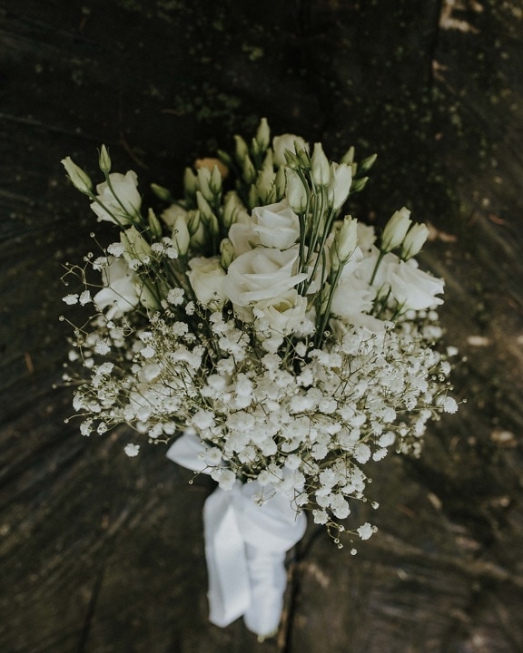 růže, Bílý květ, kytice, elegantní, ozdobný, styl, květ, uspořádání, romantika, dekorace