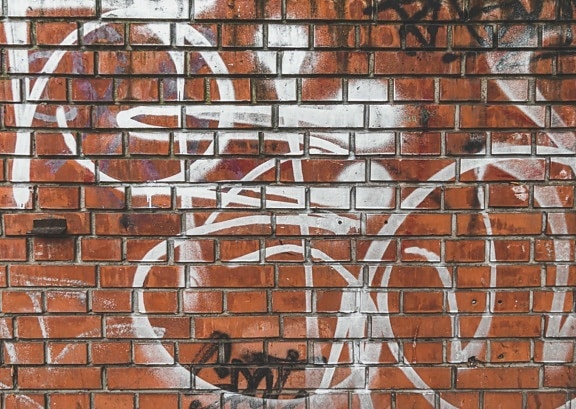 graffiti, grunge, zeď, rozpad, cihly, zdivo, běžné, vandalismus, minomet, městská oblast