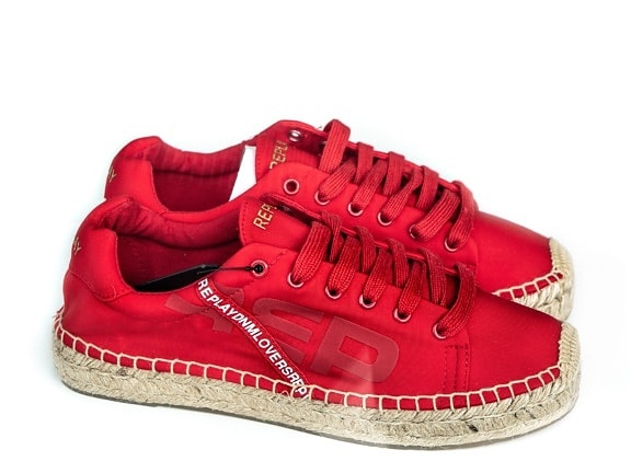 rojo oscuro, zapatillas de deporte, antigua, clásico, calzado, Cordon de zapato, vista lateral, moda, zapato, par