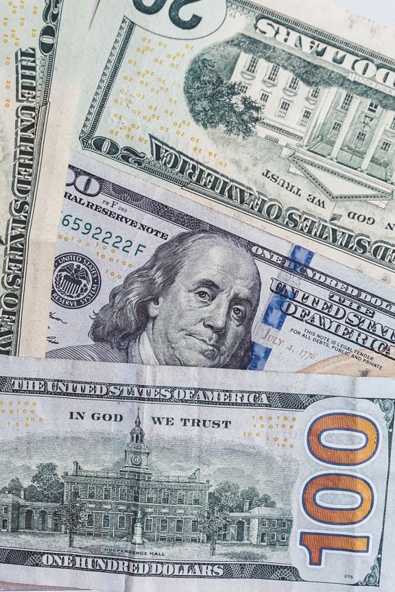 Соединенные Штаты, двадцать, доллар, Франклин, Президент, банкноты, наличные, крупным планом, деньги, банк