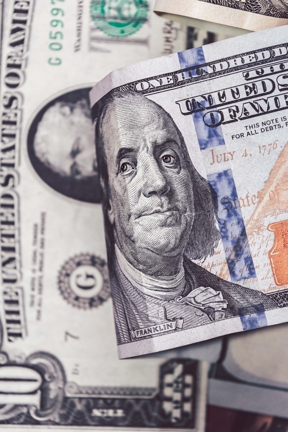 100 долларов, Бенджамин Франклин, доллар, Соединенные Штаты, наличные, деньги, банкноты, валюта, прибыль, инфляция, финансы