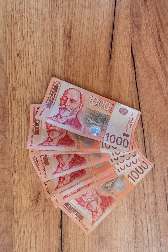 srbský dinár, papírové peníze, bankovka, Srbsko, peníze, hotovost, papír, měna, financování, úspory