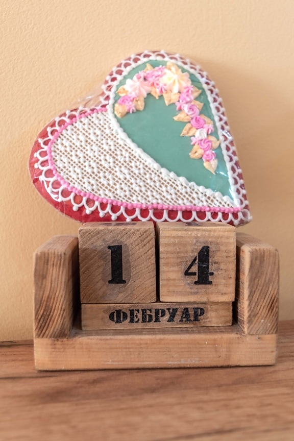 Valentine’s day, 14th february, heart, date, handmade, wooden, calendar, wood, retro, traditional