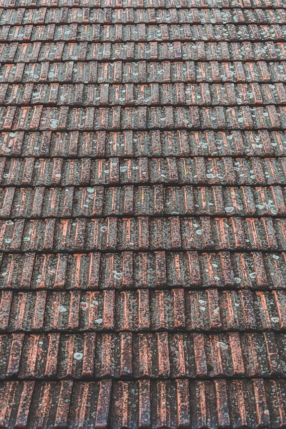 dachu, na dachu, ceramiczne, płytki, starym stylu, omszony, materiał, pokrycia dachowe, tekstury, krycia