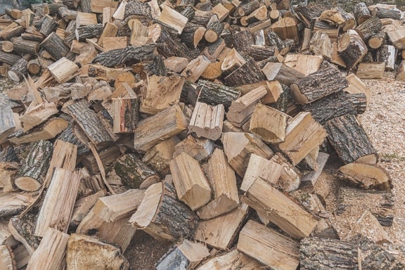 chopped firewood, pile, hardwood, oak, stacks, chop, sawdust, fuel, industry, batch