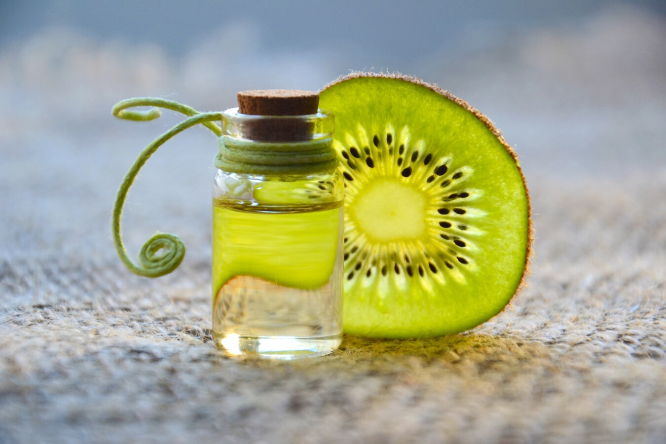 Kiwi, Esenciální olej, láhev, lékařství, kosmetické, sklo, olej, zelená, ovoce, příroda