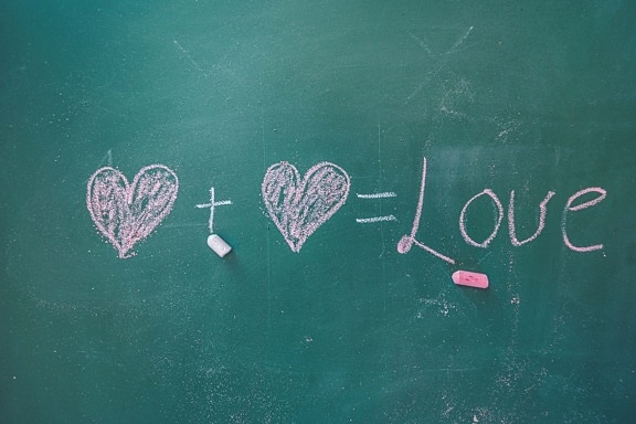 心, 愛, チョーク, テキスト, 数学, 色, ピンク, 黒板, 書き込み, 創造性