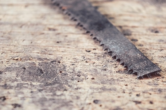 Sierra, antiguo, hierro fundido, metal, herramienta de mano, equipamiento, carpintería, madera, sucio, áspero