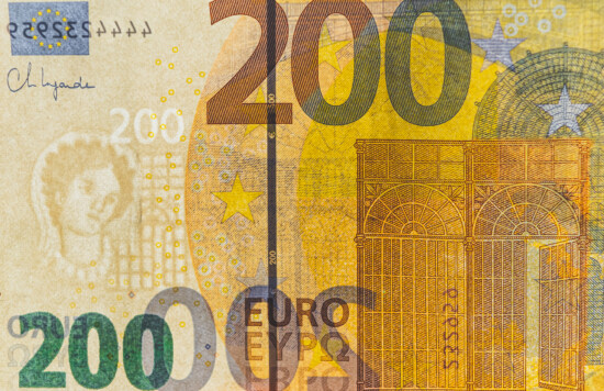 two hundred euro banknote, €200 Euro, money, close-up, macro, transparent, cash, paper, illustration, symbol