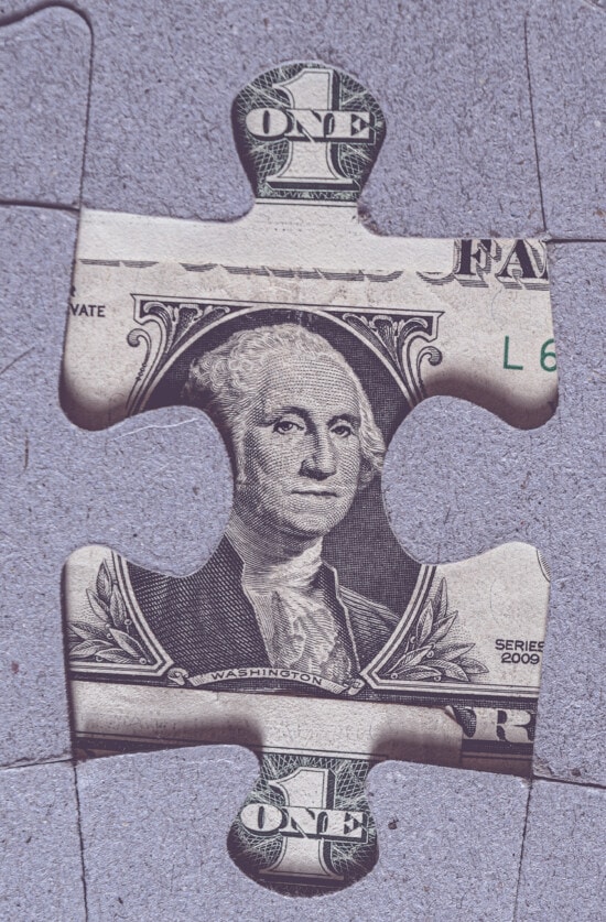slagalica, nedostaje jedan dolar, Džordž Vašington, Sjedinjene Države 1$,, valuta, inflacija, novac, ilustracija, vizualan dojam, portret