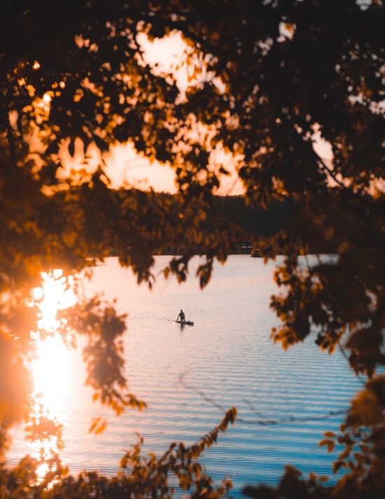 tramonto, stagione autunnale, sagoma, Luce del sole, kayak, persona, sole, acqua, Alba, natura