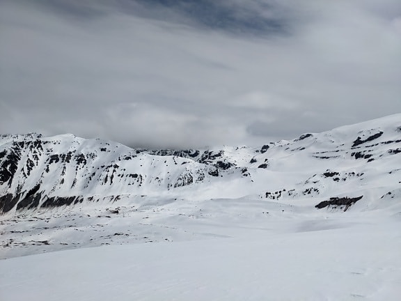 besneeuwde, Bergen, zwart-wit, landschap, schilderachtige, bevroren, koude, bergtop, Winter, berg