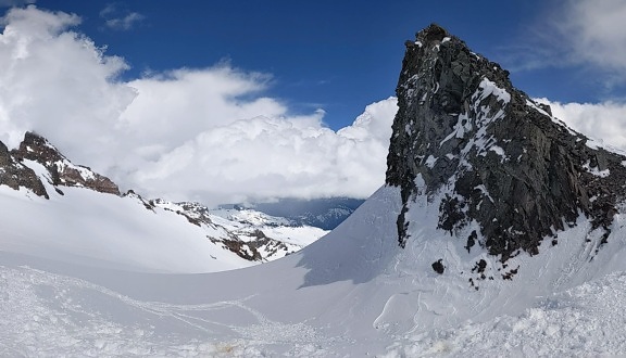 Bergspitze, Berghang, schneebedeckt, Höhe, hoch, Berg, Landschaft, Gletscher, Peak