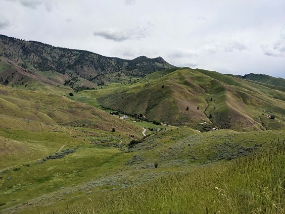 colinas de, prado, colina, del pasto, césped verde, tiempo de primavera, zonas verdes, paisaje, montañas, Highland