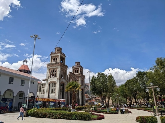 Peru, bybildet, sentrum, gate, hage, urbane området, historiske, katedralen, palace, arkitektur