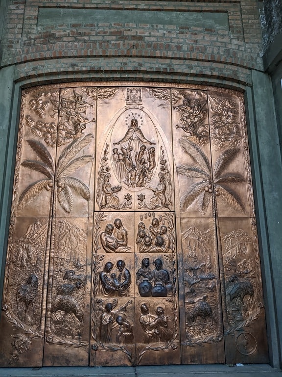 carvings, relief, copper, artwork, facade, wall, Christ, religion, christianity, architecture