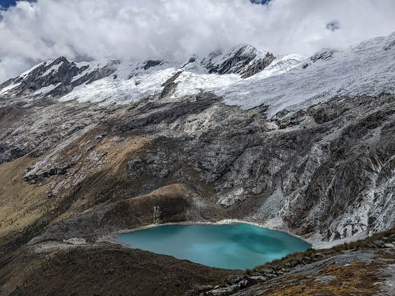 glaciar de, lago, hermosa, pico de la montaña, paisaje, montañas, naturaleza, roca, alta, natural escenico