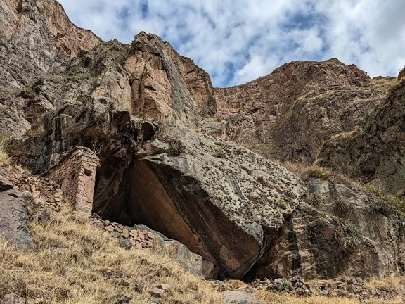 Perú, de la cueva, refugio, arqueología, antigua, montaña, roca, paisaje, naturaleza, postre