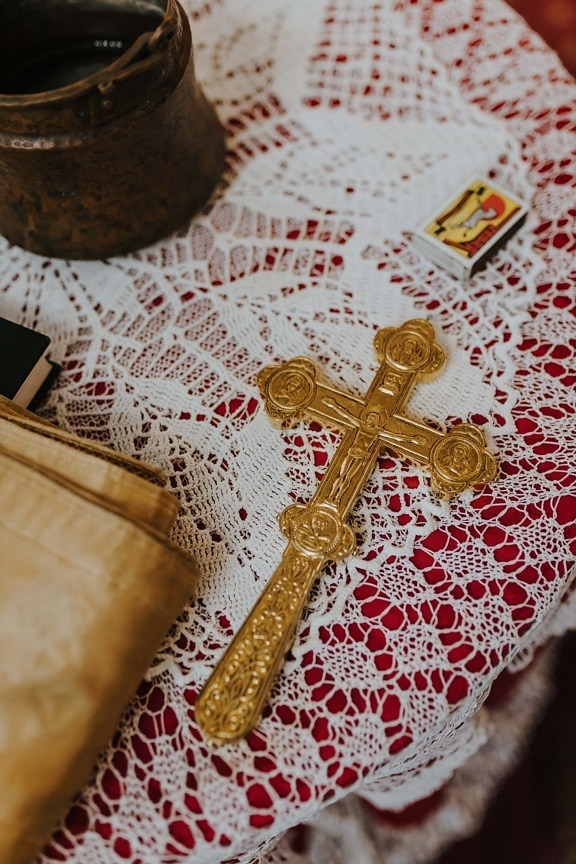 Cross, relik, guld, frälsning, kristendomen, metall, gyllene glans, traditionella, gamla, dekoration