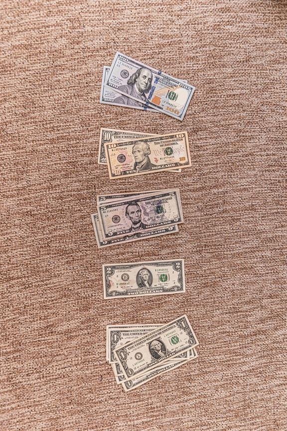 muchos, dólar, dinero en efectivo, papel moneda, marrón, detalle, América, billete de banco, crecimiento económico, economía