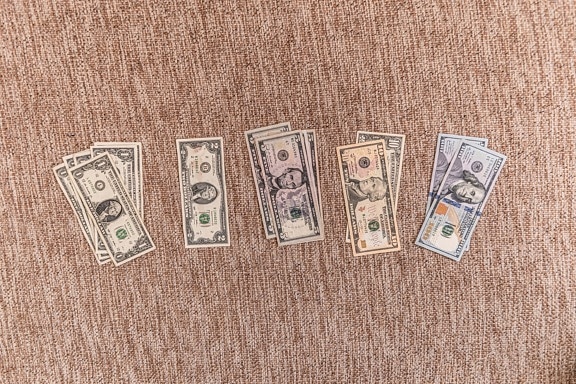 долар, парични средства, книжни пари, колекция, Съединени американски щати, хартия, валута, пари, кафяв, детайли