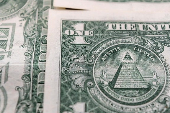 dolar, pyramida, zblízka, měna, peníze, hotovost, financování, banka, úspory